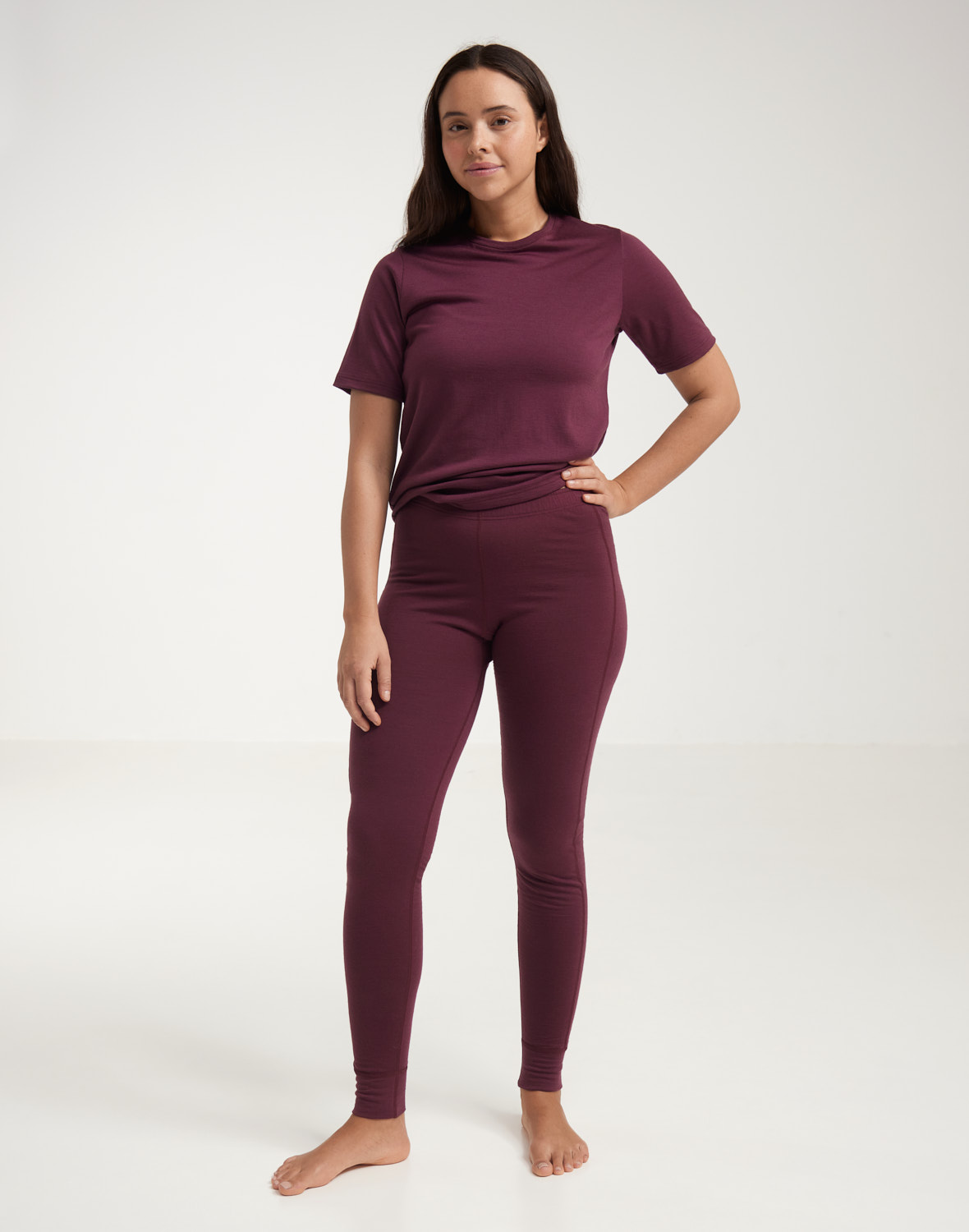 Legging van merinowol voor dames in Ijsblauw