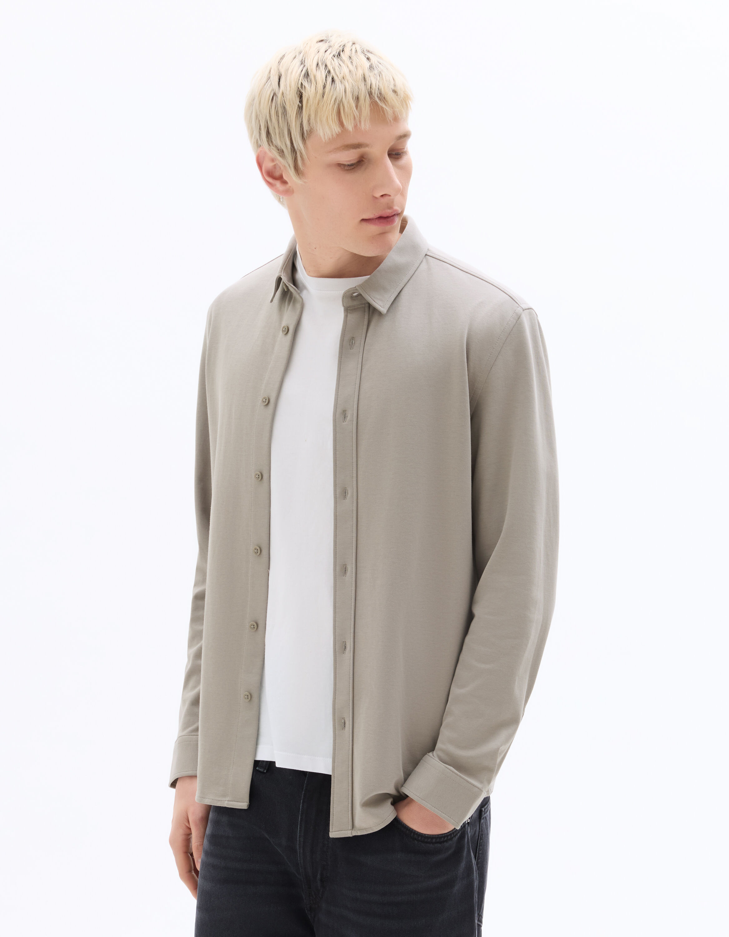 Chemise regular en jersey - gris