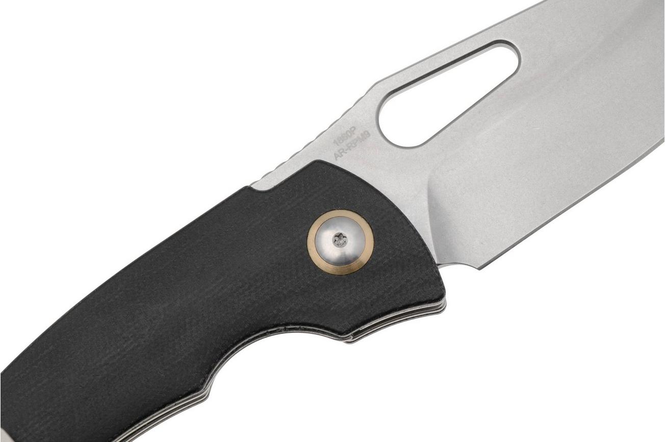 Artisan Cutlery Xcellerator 1860P-MBK, Stonewashed AR-RPM9, Black Micarta zakmes, Mike Snody design
