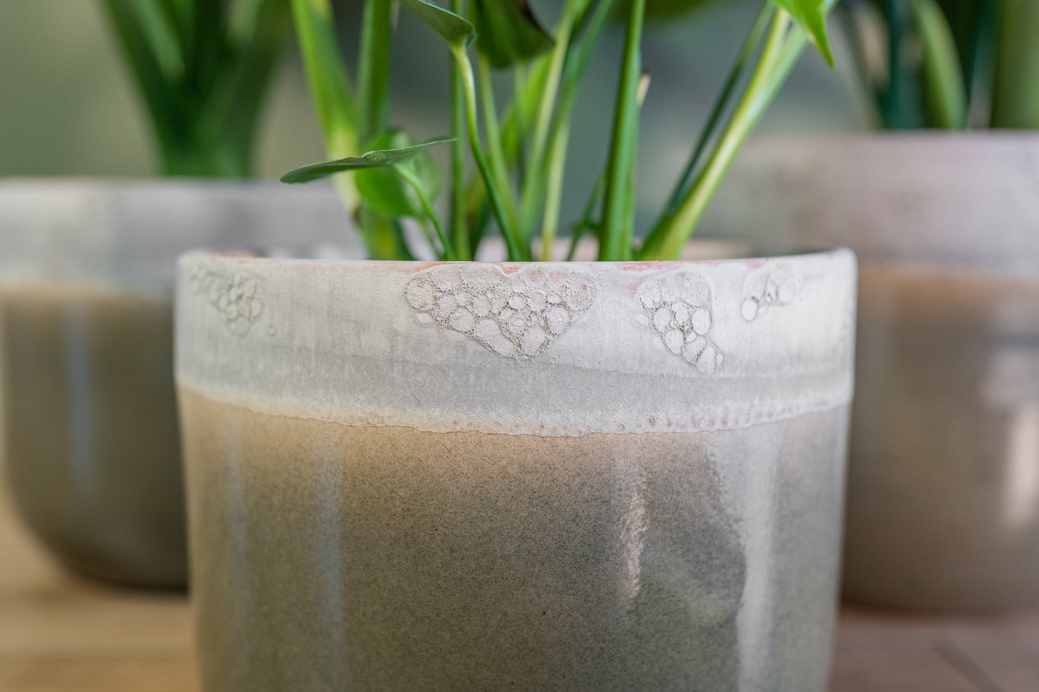 TS bloempot Tara groen / grijs D 19 H 16 cm