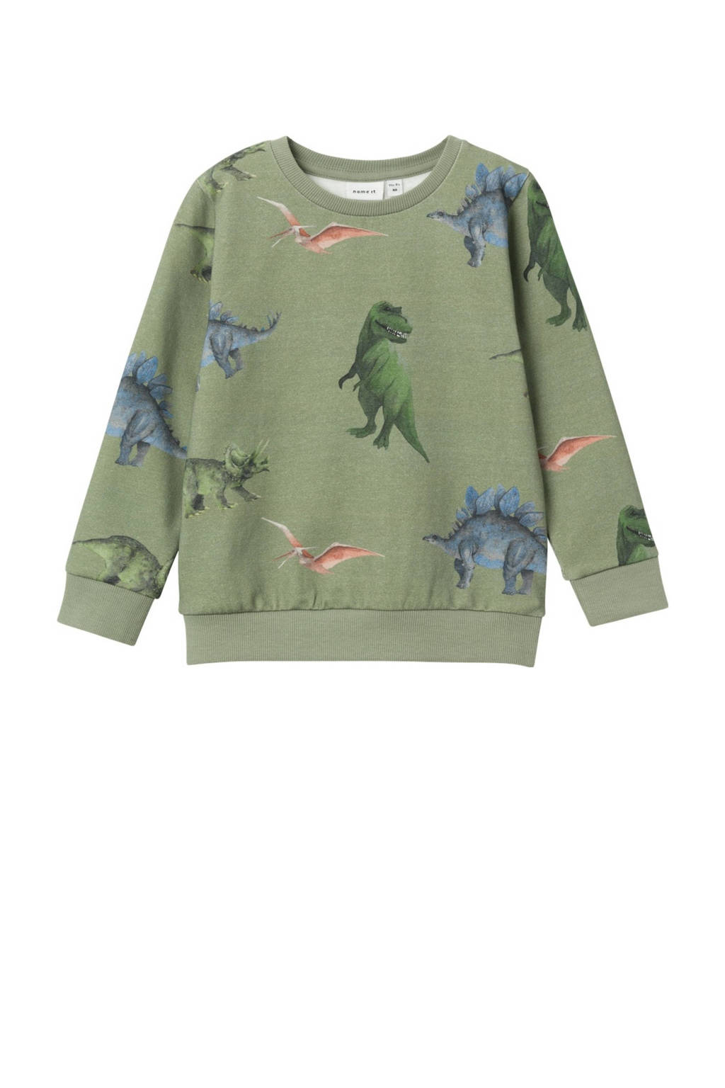 NAME IT sweater NMMPNODINO met all over print groen/blauw