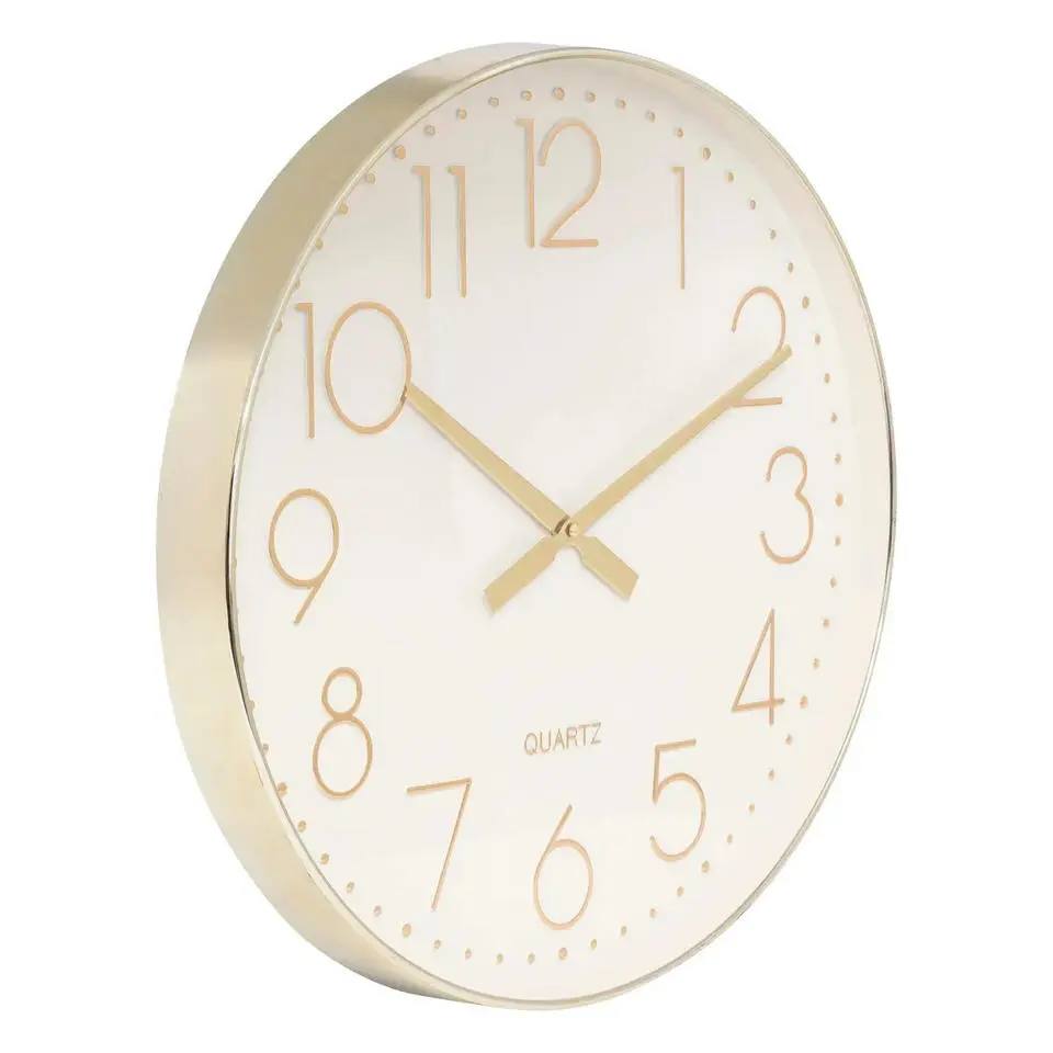 Atmosphera Wandklok Mondello - D51 cm - kunststof - wit/goud