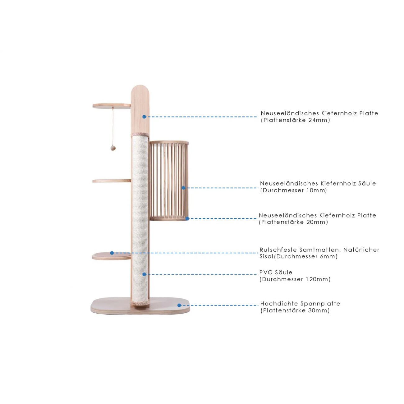 PetRhein Luxus Katzenbaum Vollholz XXL Skycity Series