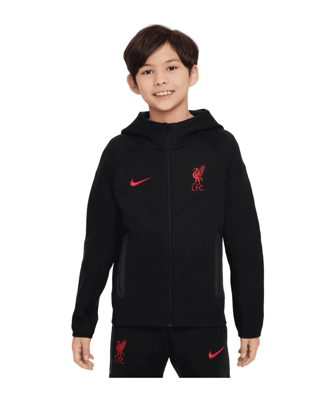 Nike FC Liverpool Tech Fleece Kapuzenjacke Kids Schwarz F010