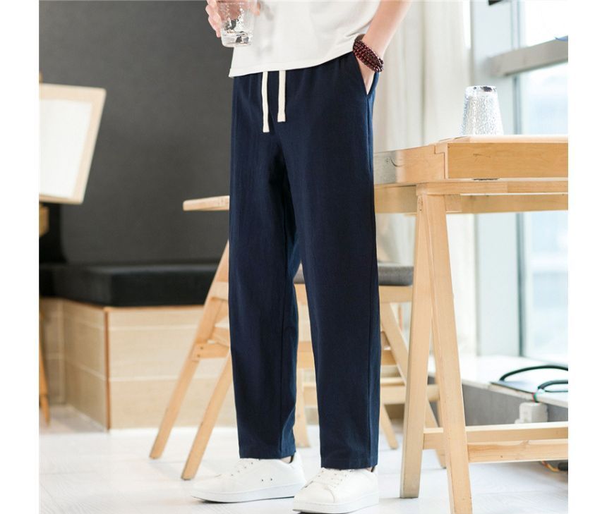 Phoneus - Losse linnen broek met trekkoord in de taille
