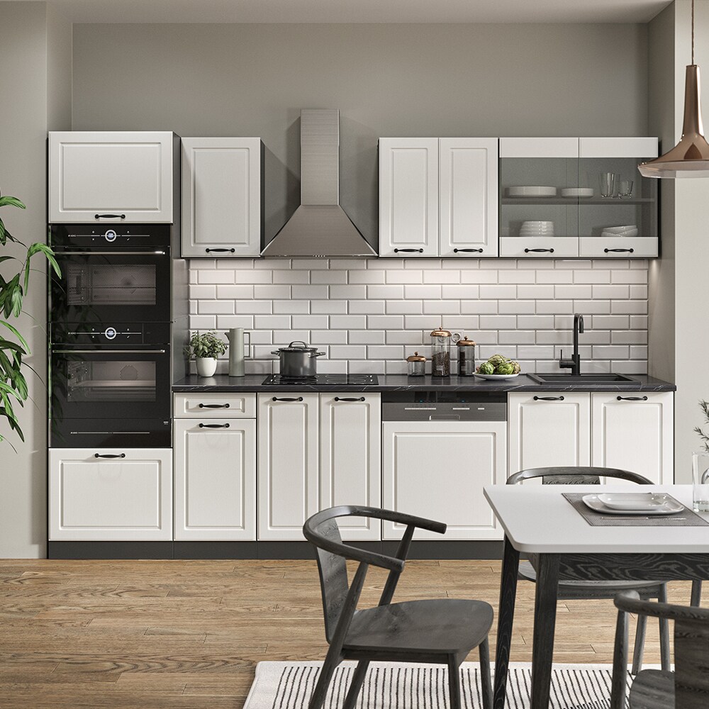 Vicco Küchenzeile Küchenblock Einbauküche R-Line 300 cm Landhaus Anthrazit MUS