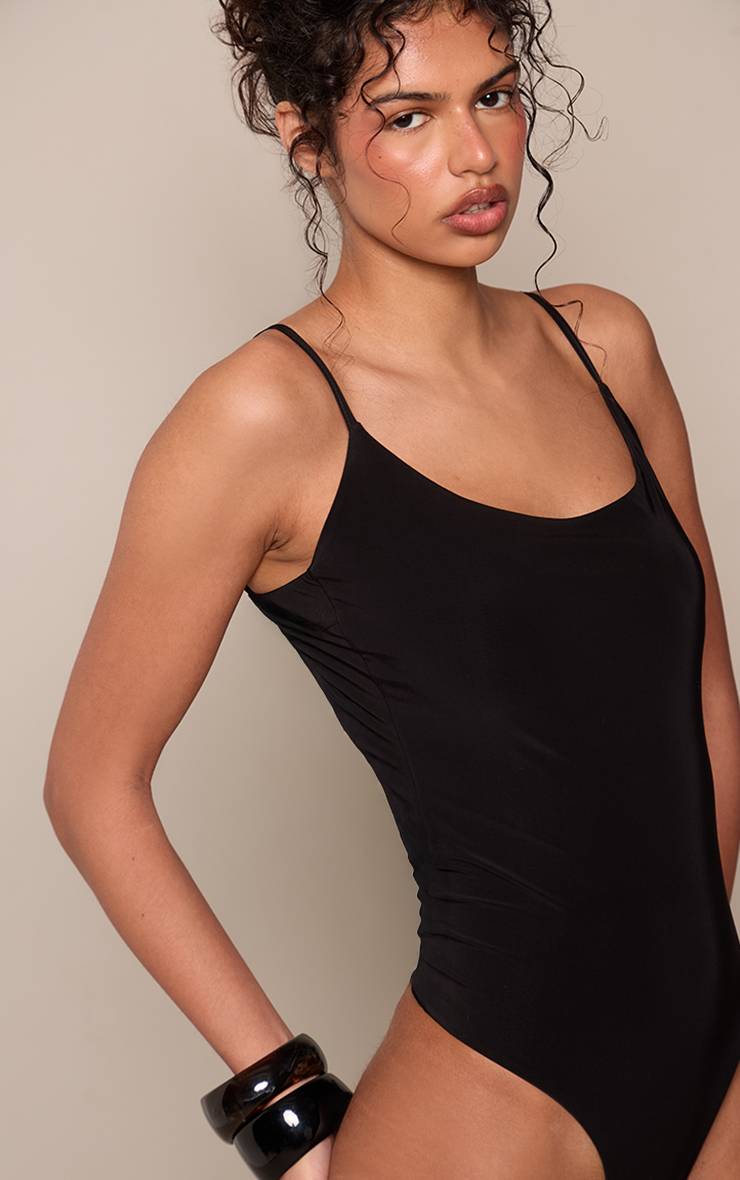 Noir Body À Dos Avec Détails De Bretelles En Jersey Fluide