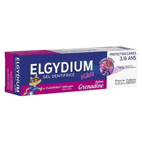 Pasta de dentes infantil Elgydium 3-6 anos, grenadine, embalagem com 2 x 50ml