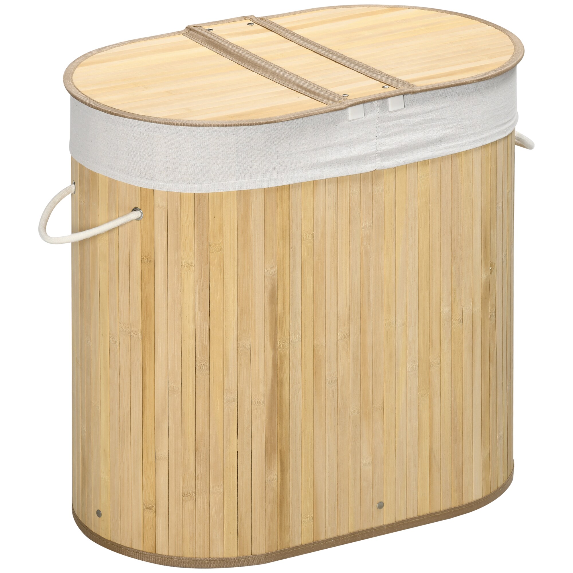 HOMCOM Wäschekorb mit Deckel natur 62,5L x 37B x 60,5H cm
