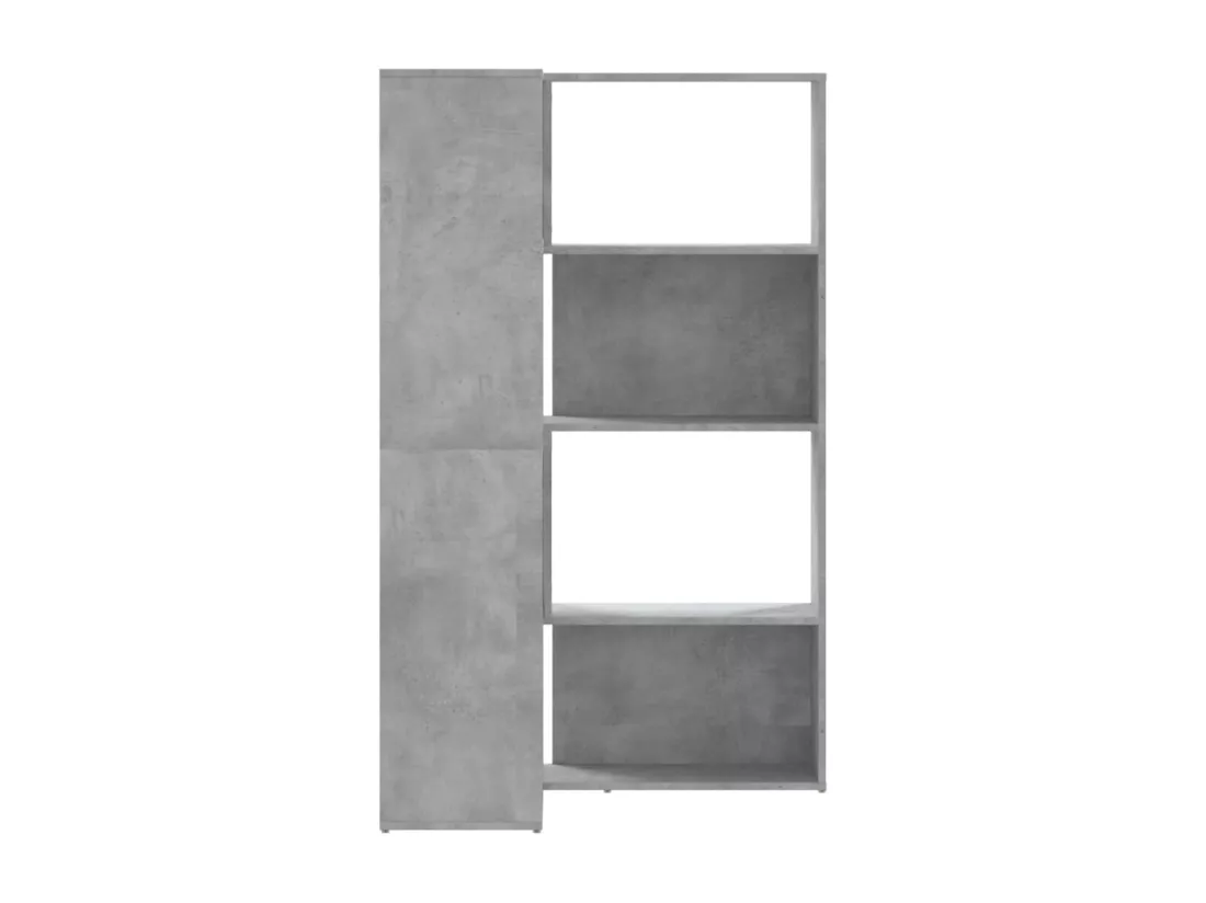 Bibliothèque d'angle à 4 niveaux gris béton bois d'ingénierie