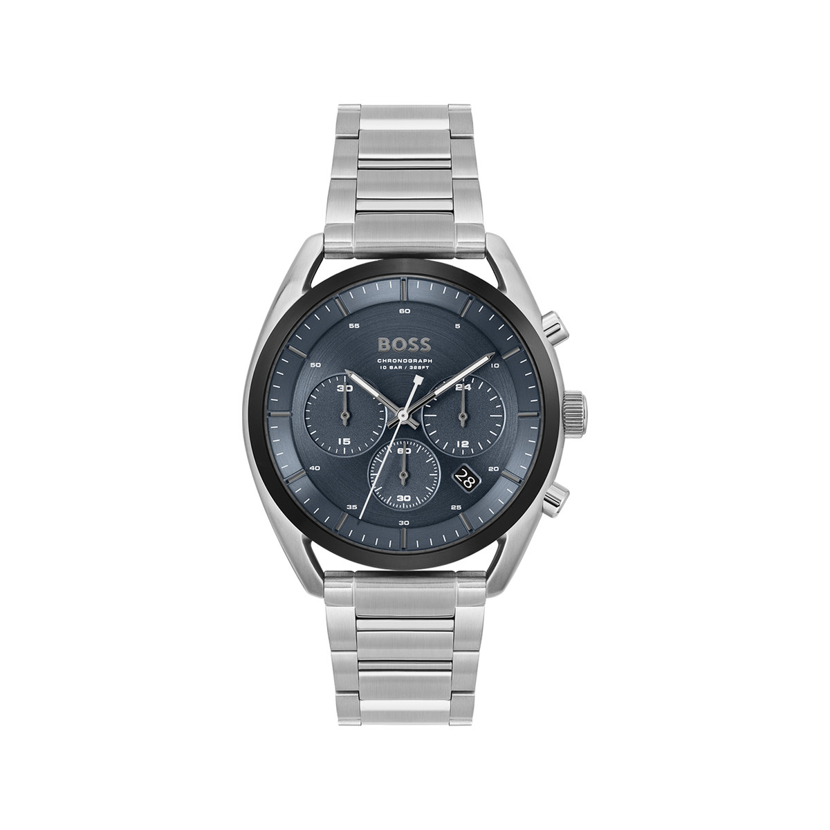 Montre BOSS sport lux homme chronographe, bracelet acier argent