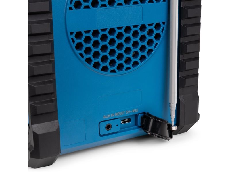 Audizio Baustellenradio Temi Blau DAB  Baustellen-Radio mit Akku und IP54