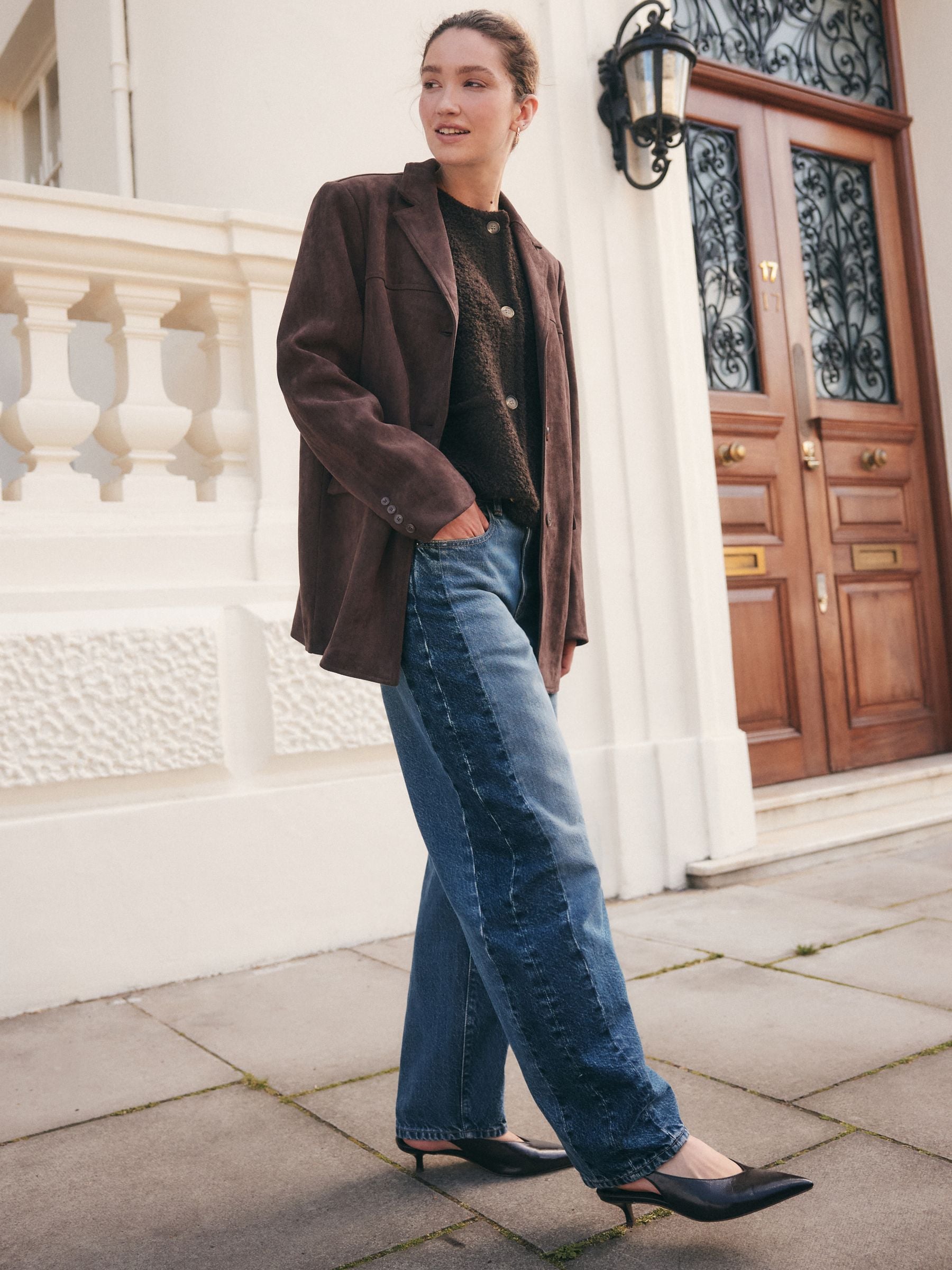 Contrasterend zijpaneel blauw - Horseshoe Barrel Jeans