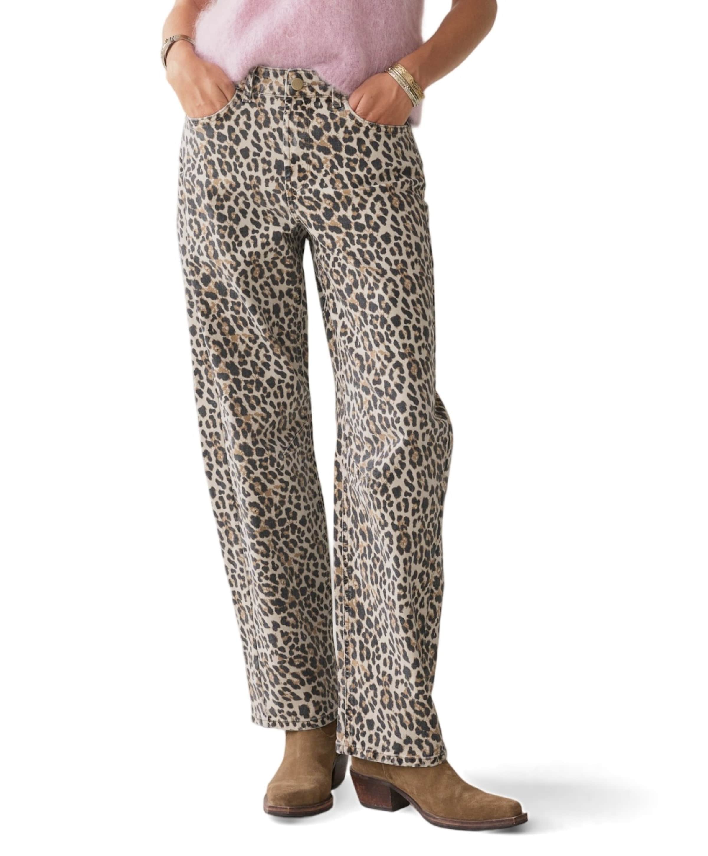Summum Woman Cocoon Leopard printed twill dames broek beige