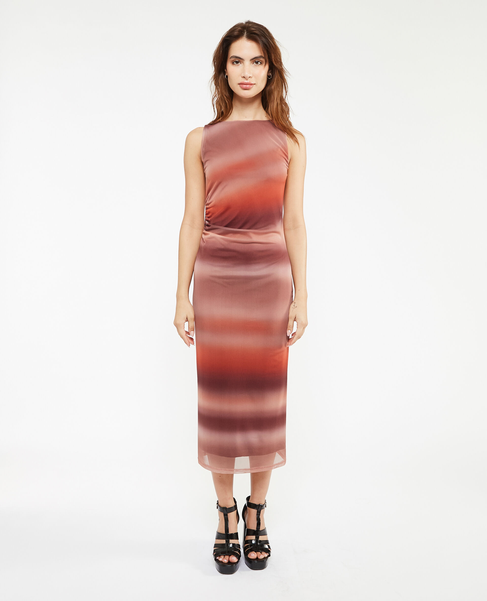Robe longue en micro-mesh - Rose clair