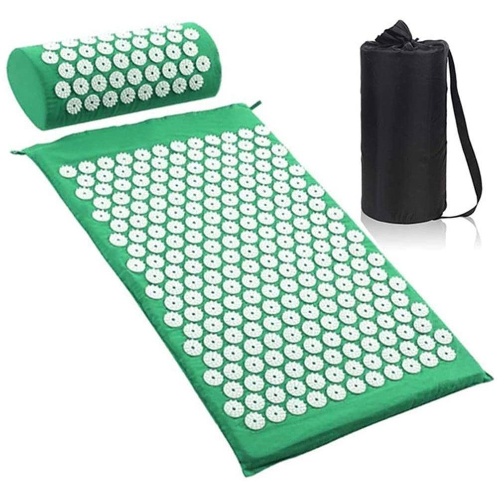 (3-tlg. Set) 66x40cm Stachel Massage Matte Entspannungsmatte   Nacken Kissen - Grün