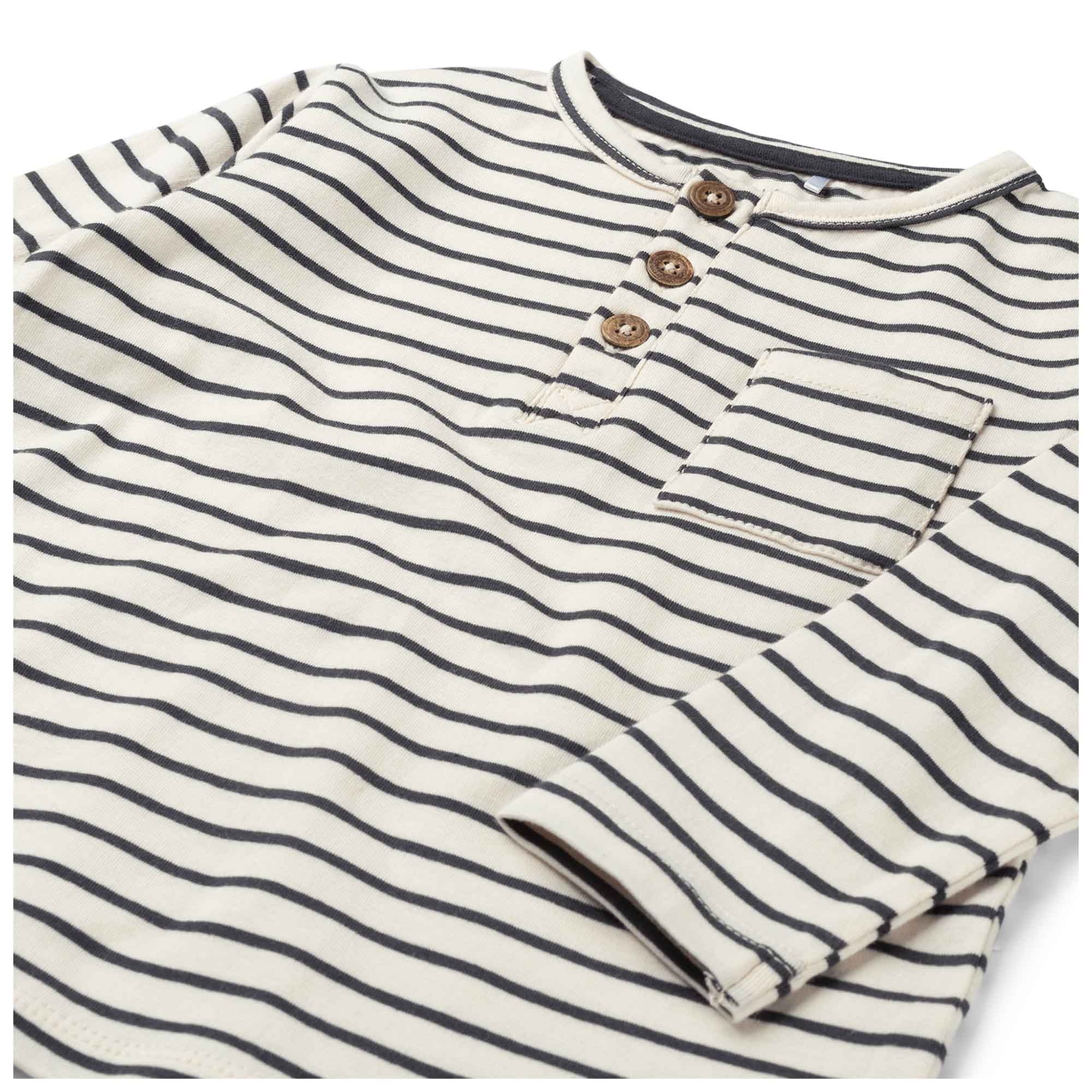 Prénatal baby T-shirt lange mouwen strepen grijs