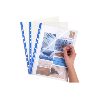 Exacompta Stop Doc - 100 Pochettes perforées ouverture en coin - A4 - lisse 6/100