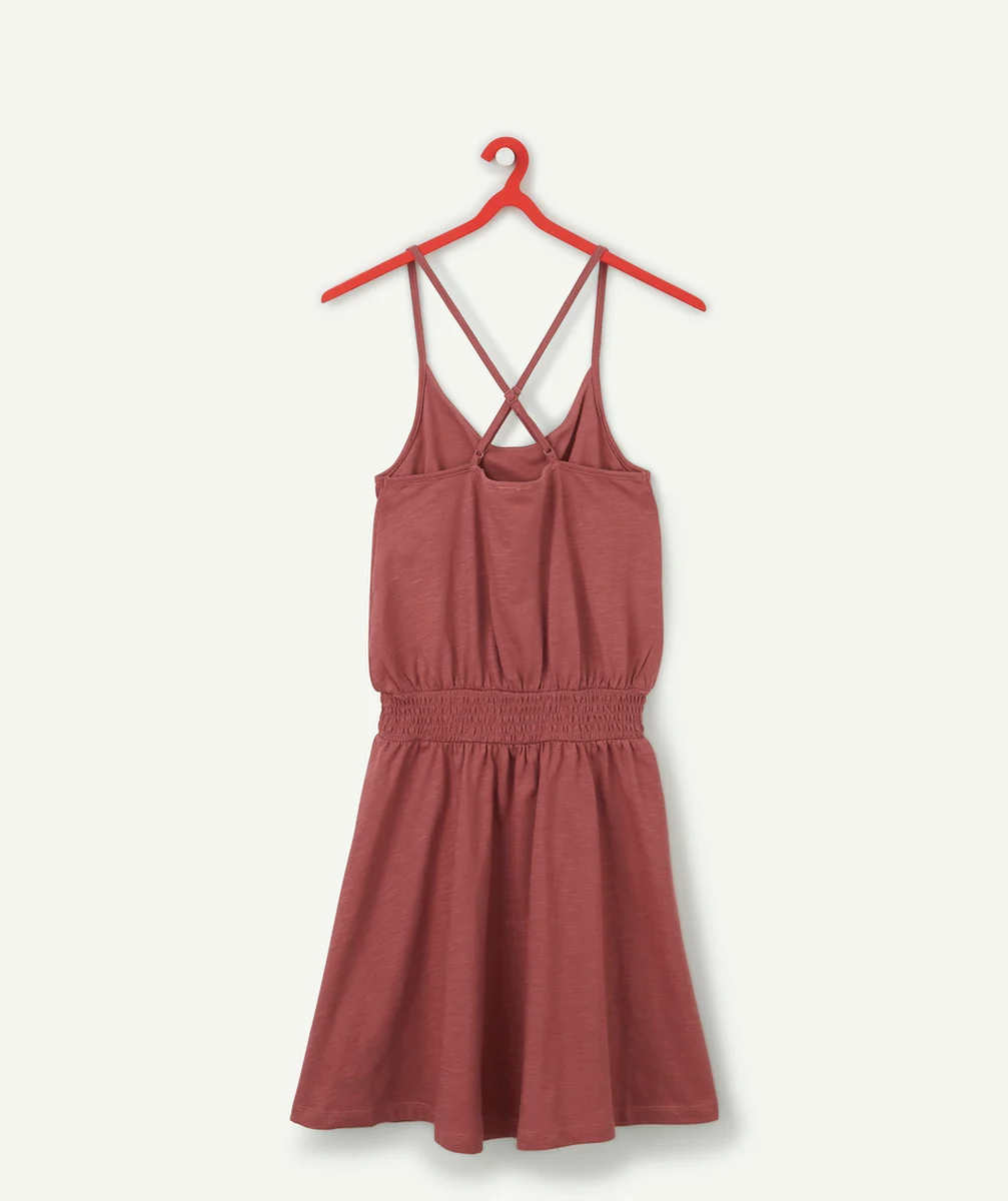 LA ROBE BORDEAUX EN COTON AVEC BRETELLES CROISÉES