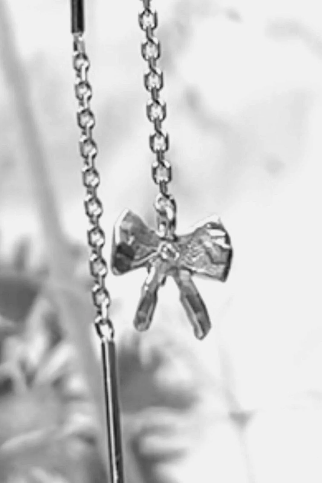 Stine A Petit Bow Double Chain Earring Silver