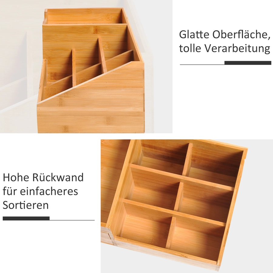 HOMCOM Schreibtischorganizer mit 2 Schubladen natur