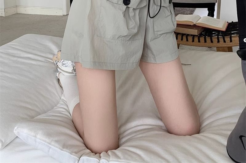 Honey River - Hoge taille, effen, wijde cargoshorts