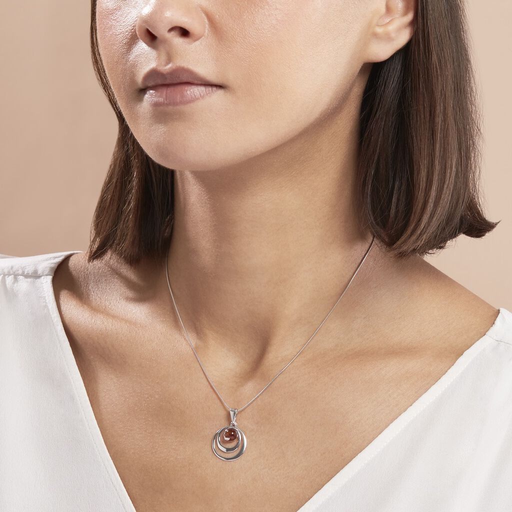Collier Argent Blanc Alanna Ambre