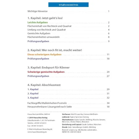 Hauschka Verlag Flächenberechnung Umfang und Fläche von Rechteck und Quadrat