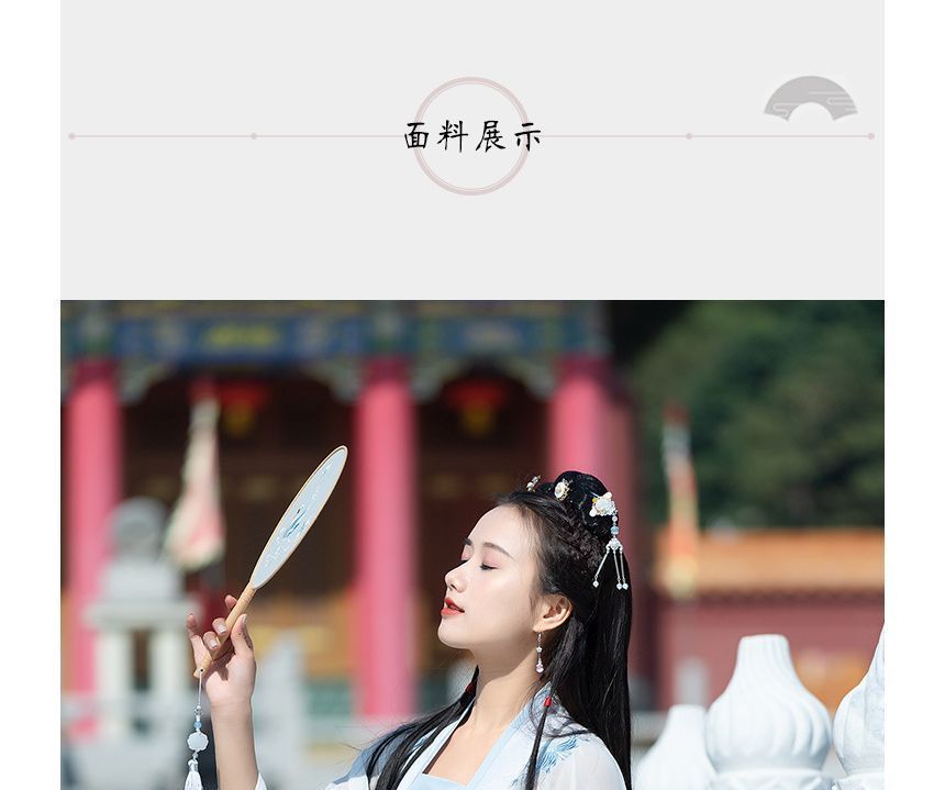 Girls Supply - Hanfu-kostuumset met geborduurde bloemen
