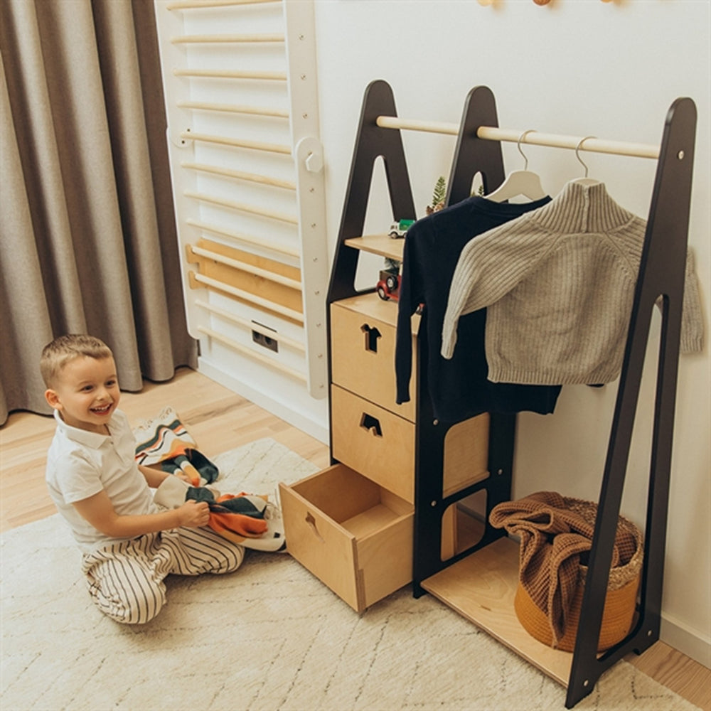 Køb Duck Woodworks Børnegarderobe m. Skuffer Black