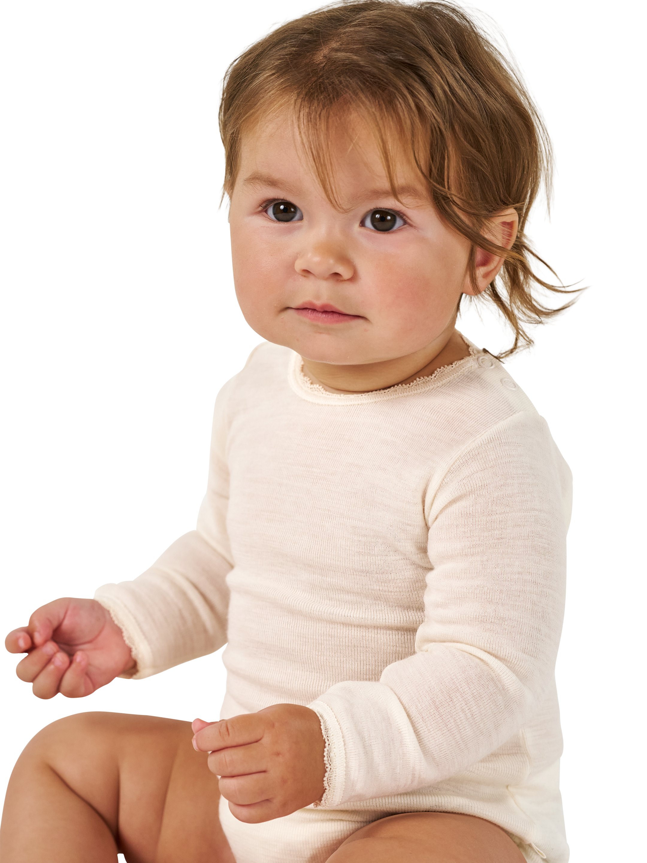 Romper met lange mouw van merinowol voor baby’s