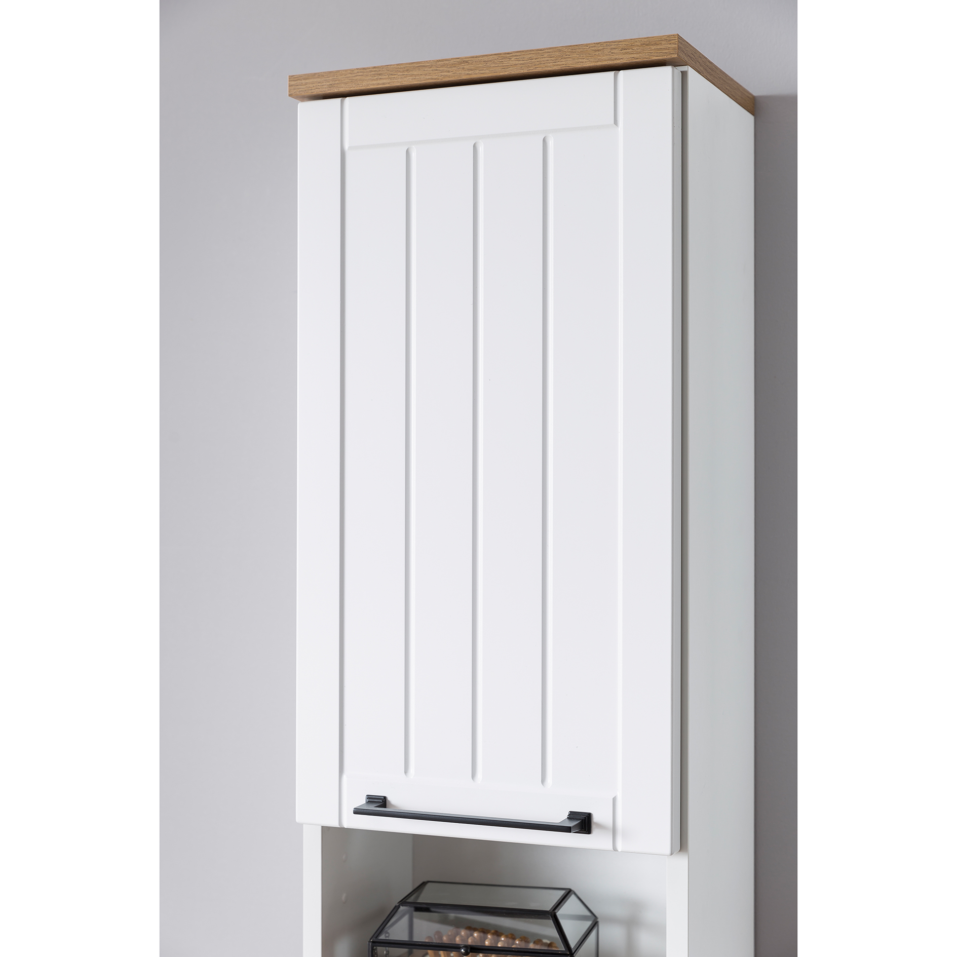 Hochschrank - weiß matt-Eiche - 181 cm hoch