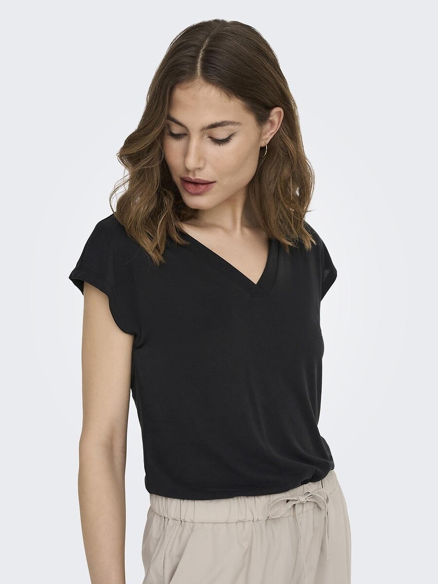 SOMENTE<br>Camiseta de manga curta com decote em V