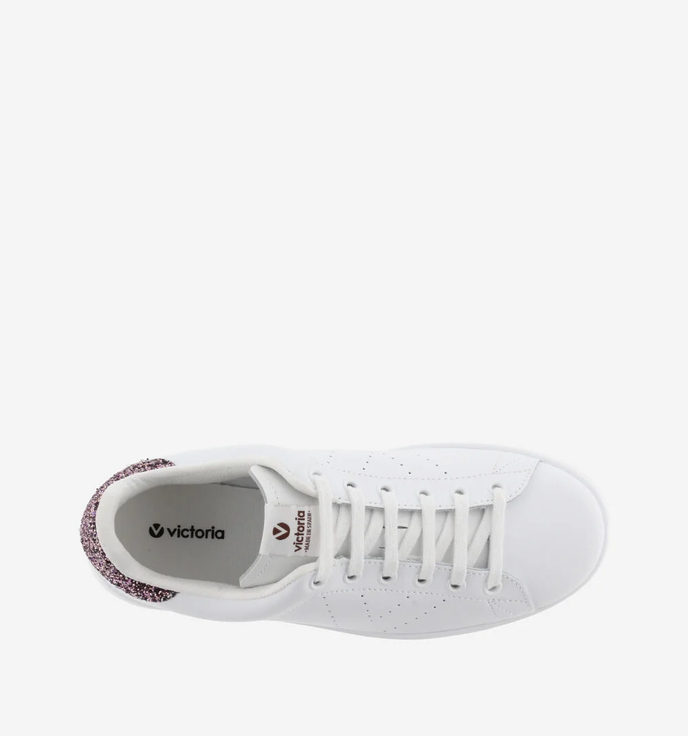 TENIS CUIR & GLITTER Baskets blanches en cuir MALVA