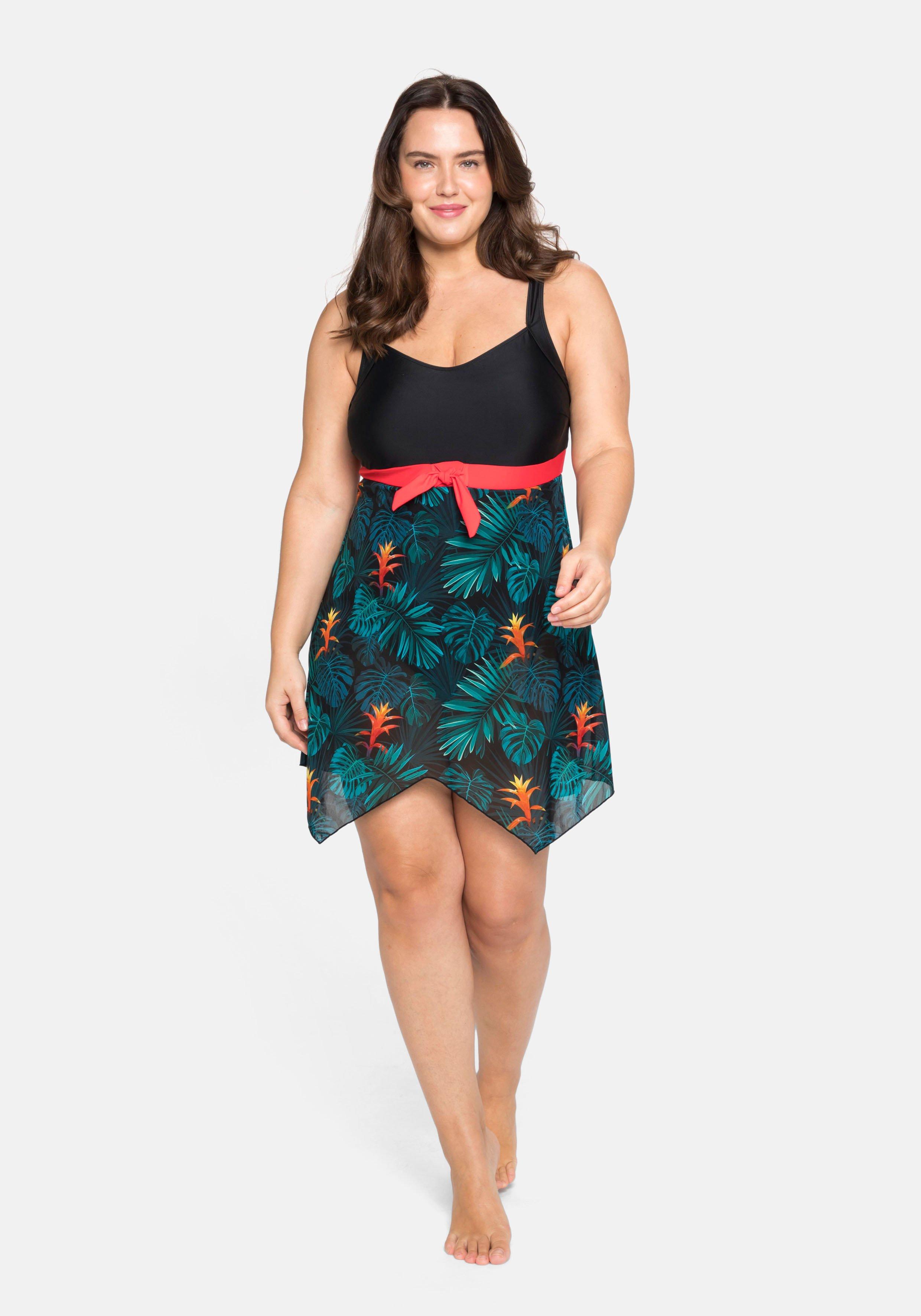 Badekleid mit Rock aus Mesh, mit Shaping-Effekt