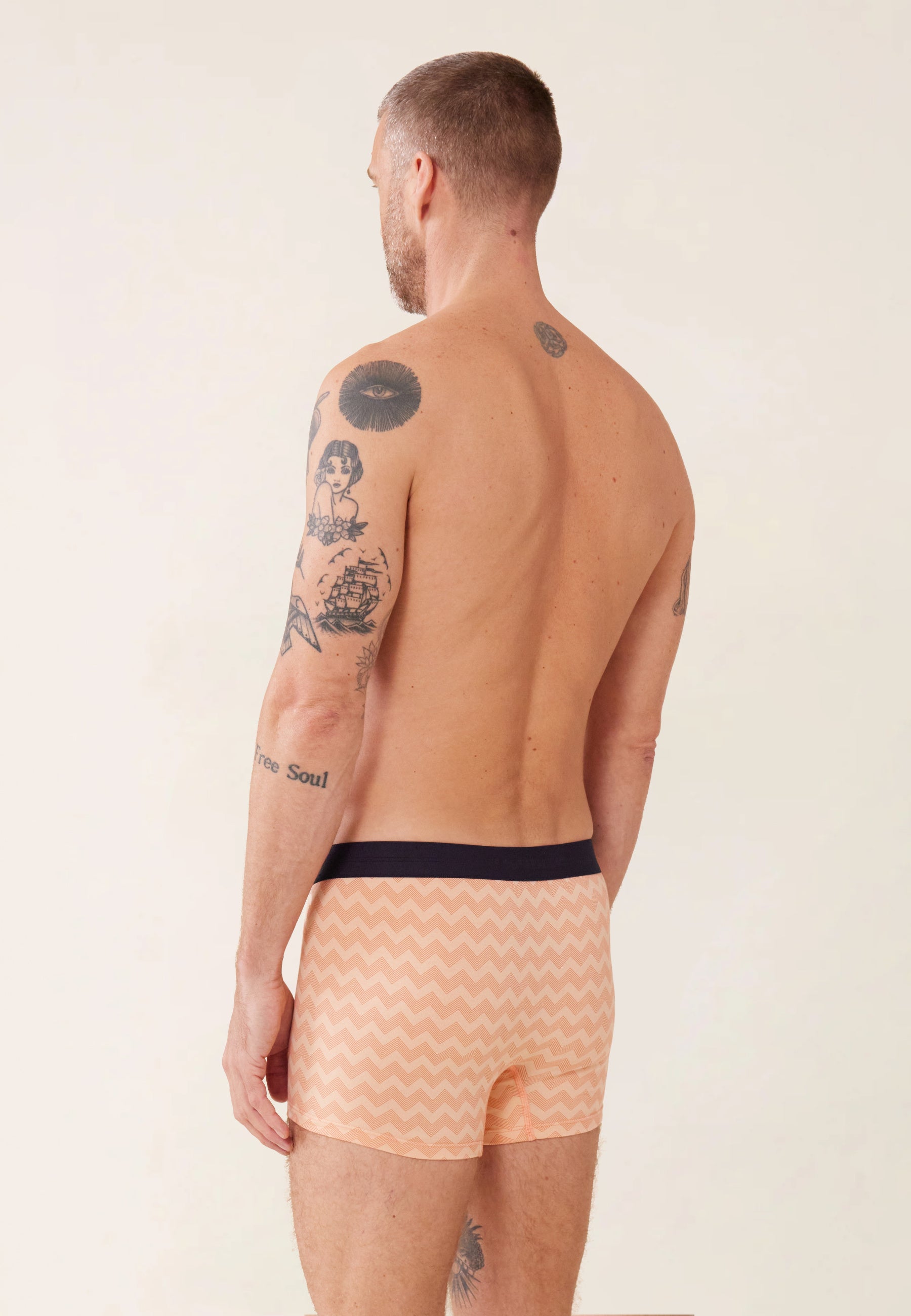 Boxer en coton-Marius Chevron Zig Zag Tango Abricot