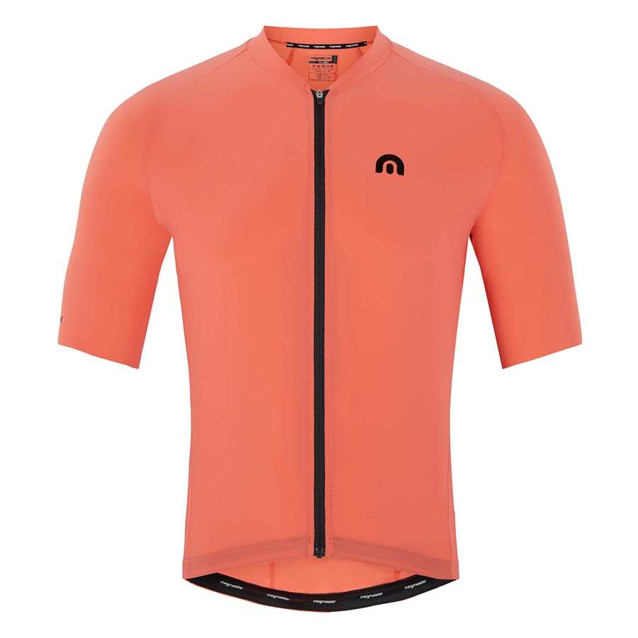 Megmeister Woven Plain Fietsshirt Korte Mouwen Koraalrood Heren