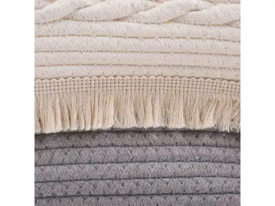 Panier blanc en corde tressée 40x30x18h