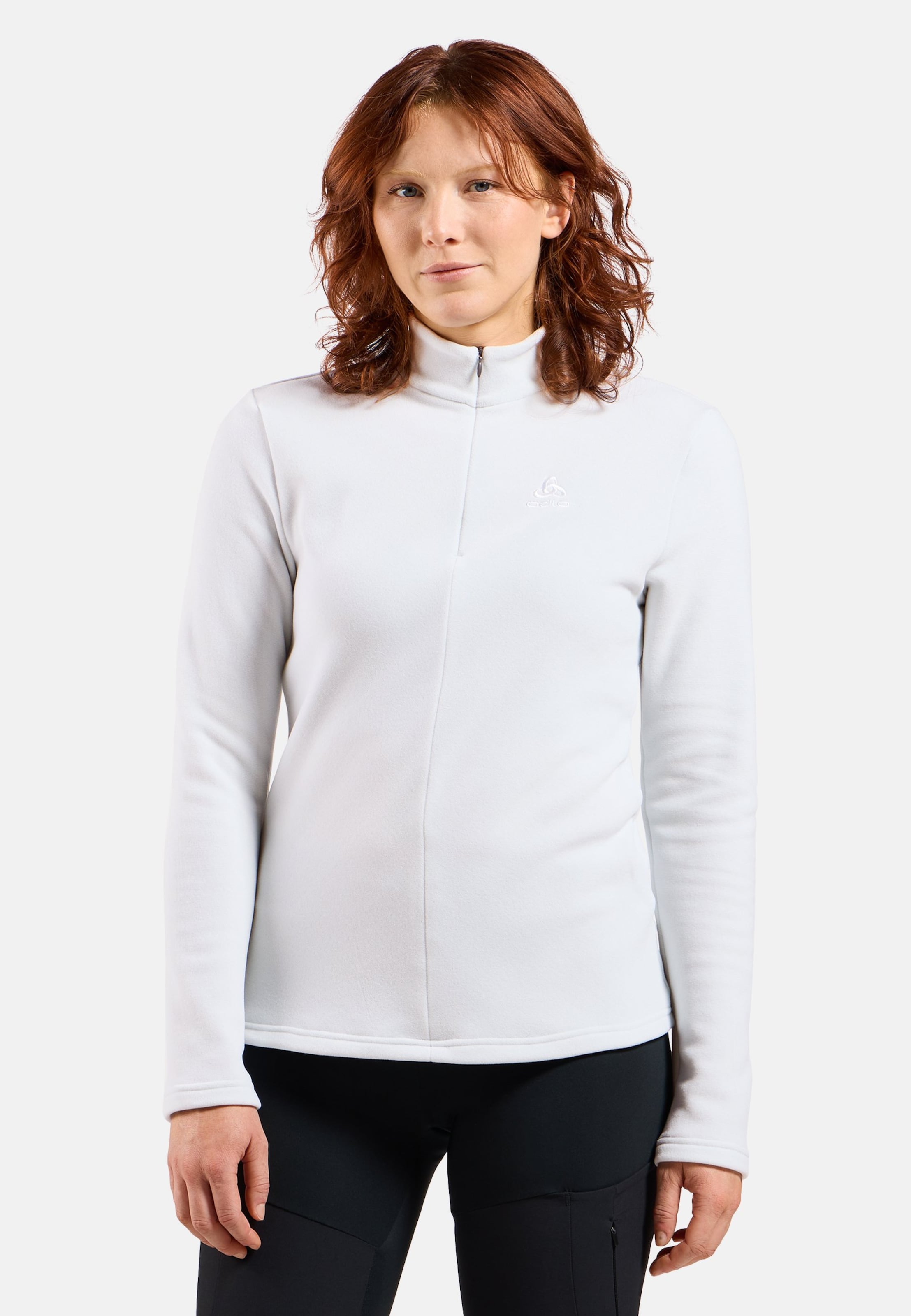 Damen Roy Mid Layer mit Halbreissverschluss in odlo silver grey - white - stripes