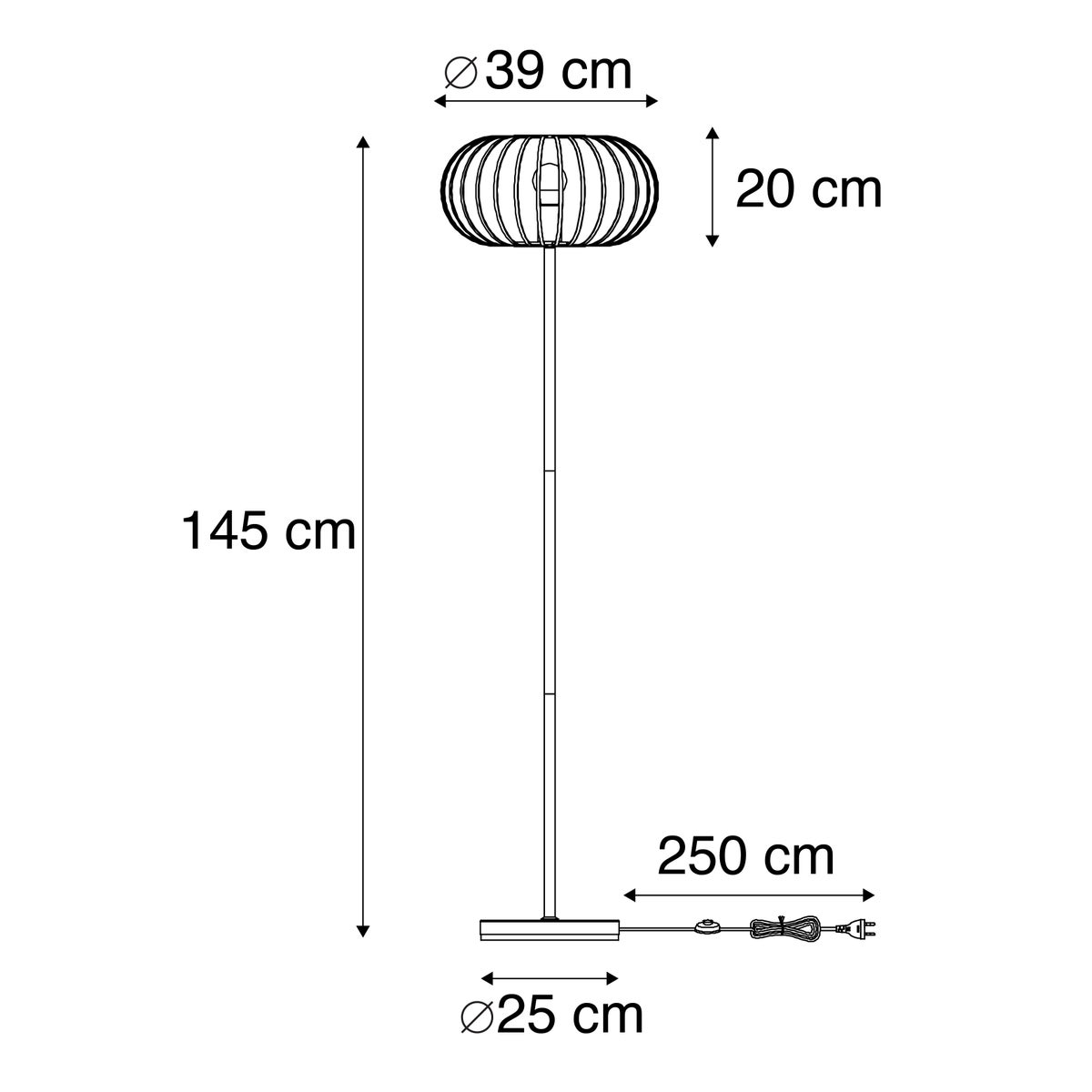 QAZQA - Design vloerlamp, zwart - Johanna | Woonkamer | Slaapkamer - Staal, langwerpig - LED-compatibel, E27