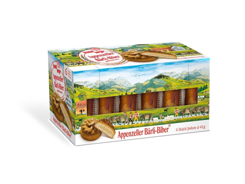 Bischofberger Gebäck Appenzeller Bärli-Biber   6 x 43 g Gebäckspezialität aus dem Appenzell
