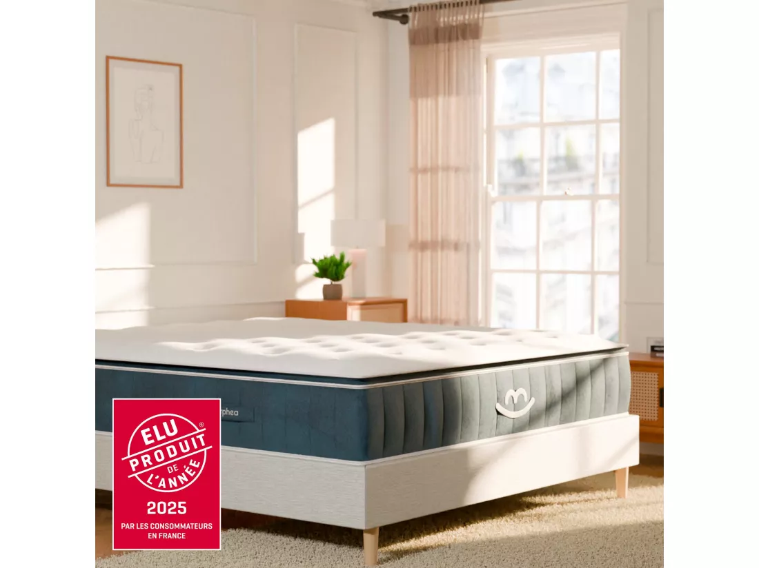 Matelas Hybride 200x200x30cm élu Produit de l'année 2025 ® VICTORIA Luxe - Mousse à mémoire forme et Ressorts Ensachés - Soutien ferme - Morphea