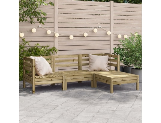 VIDAXL - Canapé de jardin 3 places avec repose-pieds bois pin imprégn...