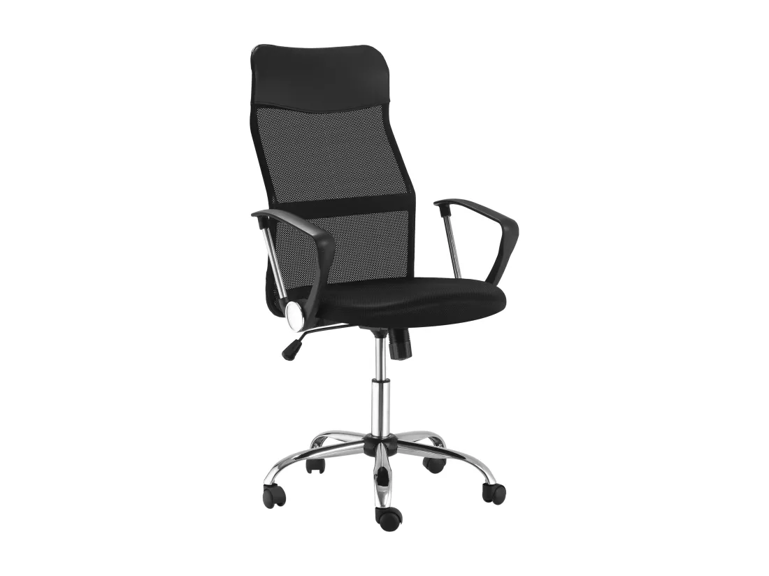 HOMCOM Fauteuil de bureau manager grand confort dossier ergonomique hauteur assise réglable pivotant tissu maille noir