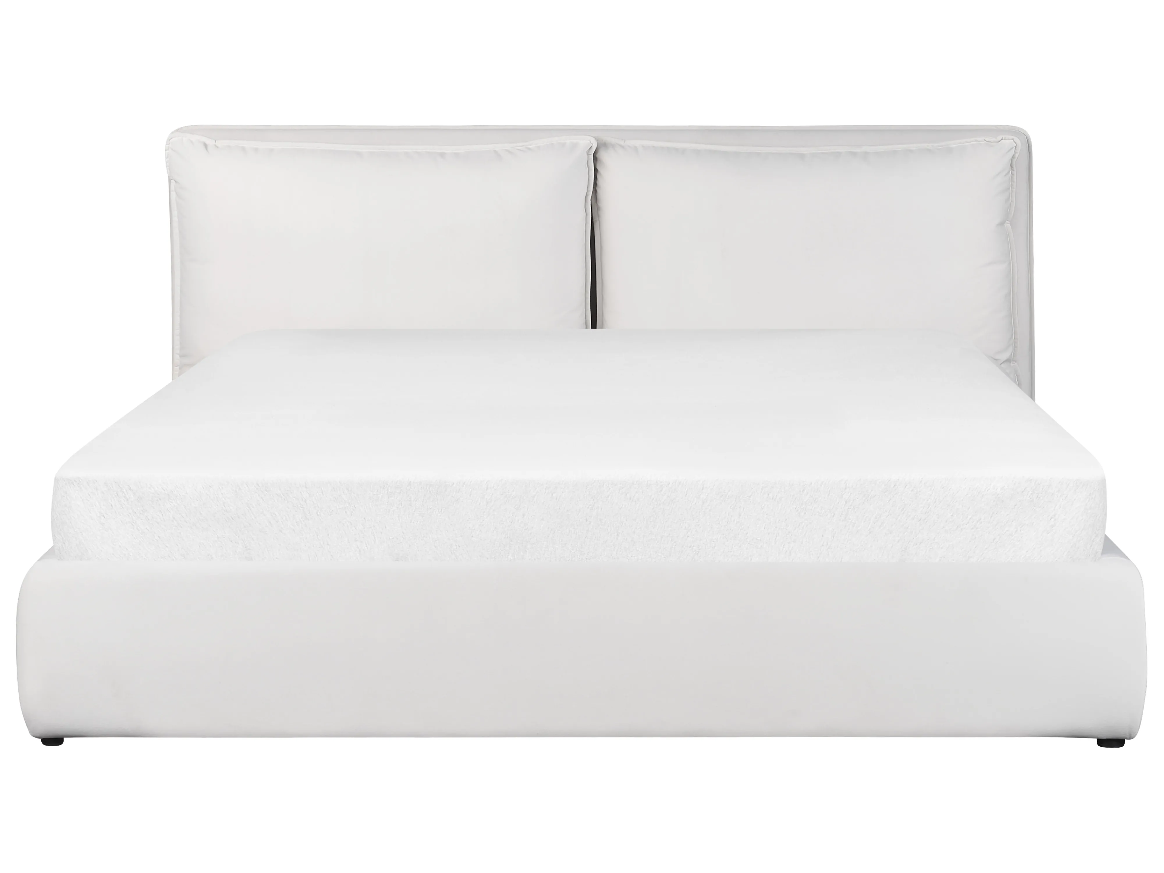 Bed met opbergruimte Fluweel BAJONNA 180 x 200 cm Gebroken wit