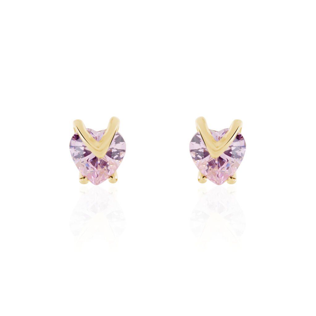 Boucles D'oreilles Puces Abelinia Plaqué Or Jaune Oxyde De Zirconium