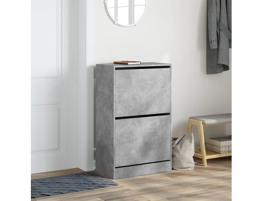 VIDAXL - Armoire à chaussures gris béton 60x34x96,5 cm bois d'ingénie...