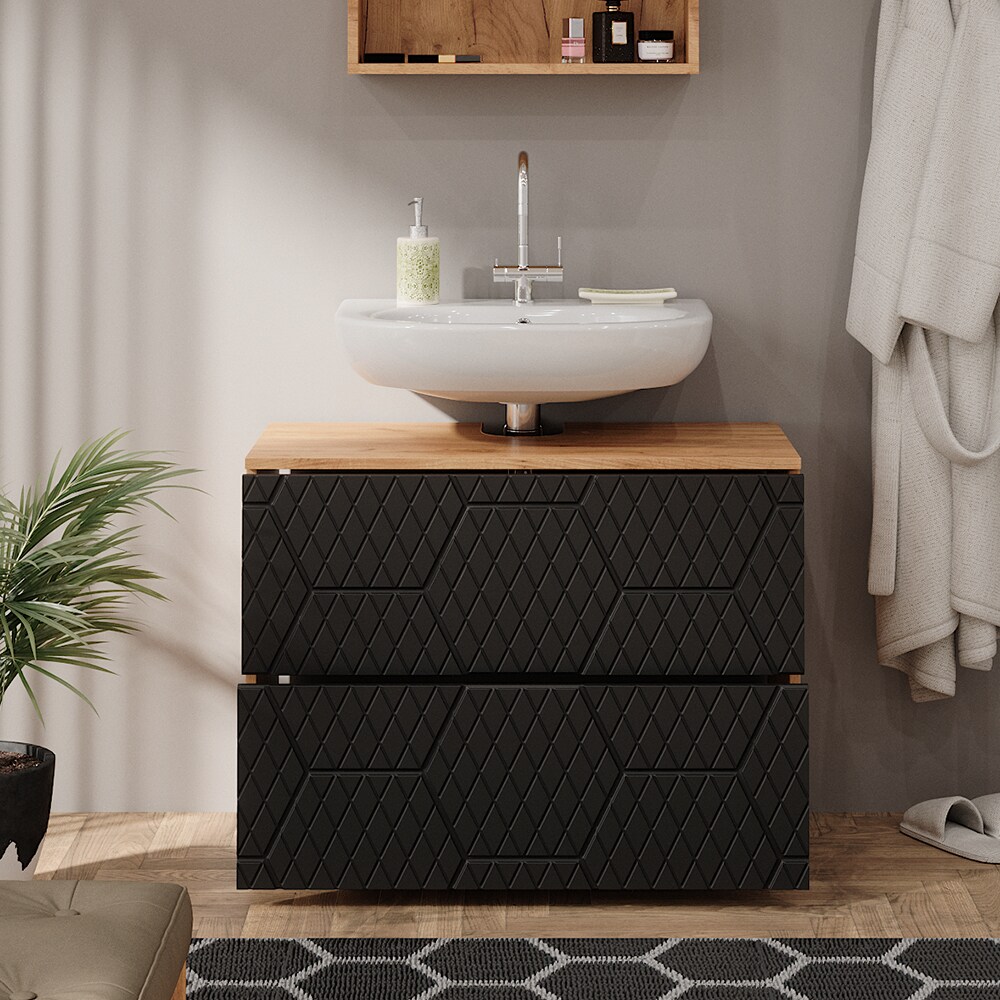 Vicco Waschbeckenunterschrank Irma Eiche Anthrazit 80 x 59 cm 2 Schubladen Badezimmer
