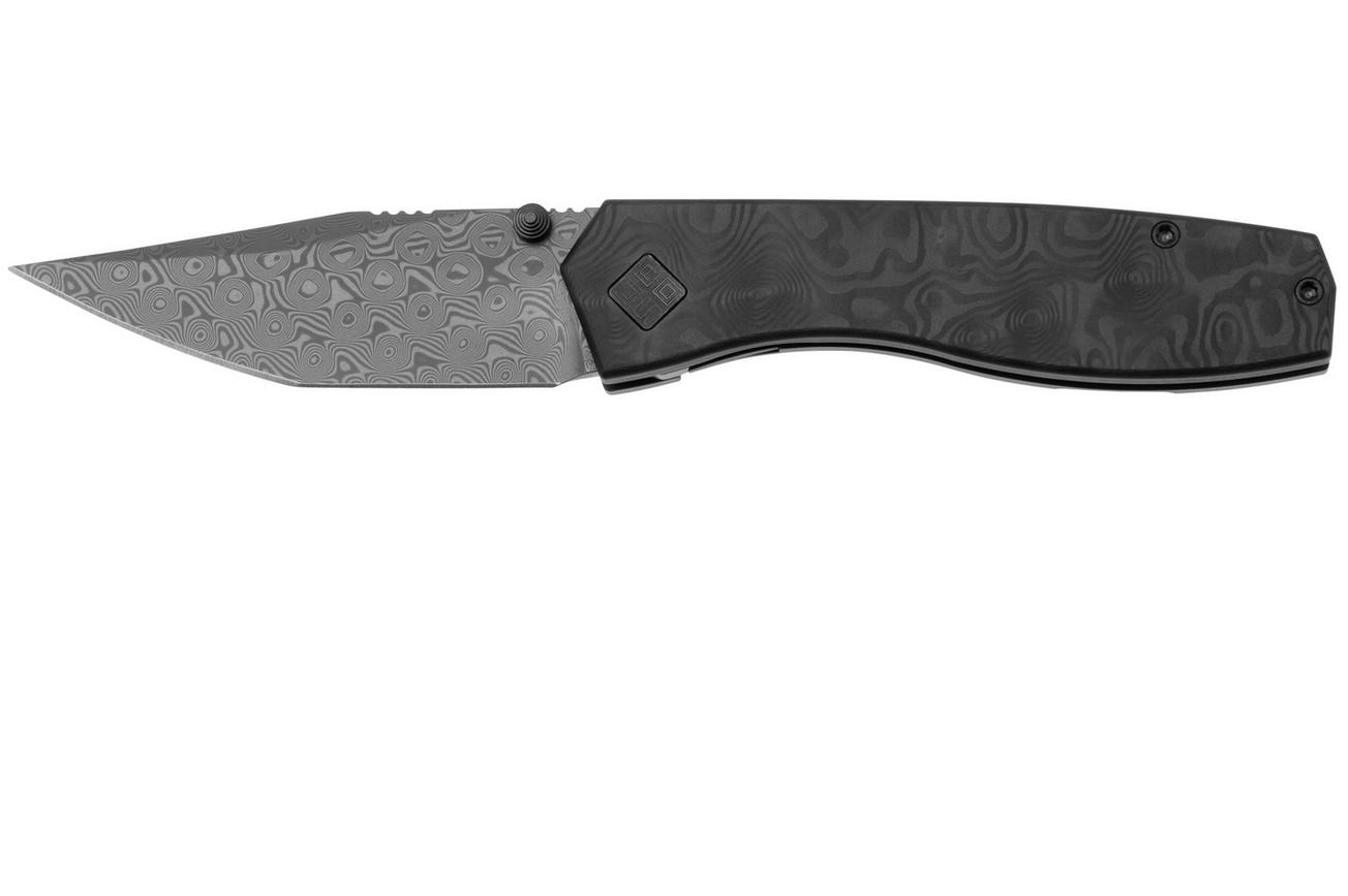 Ocaso Delos 12IBK Damascus Steel, Black Dunes Fatcarbon, zakmes, Kurt Merriken design