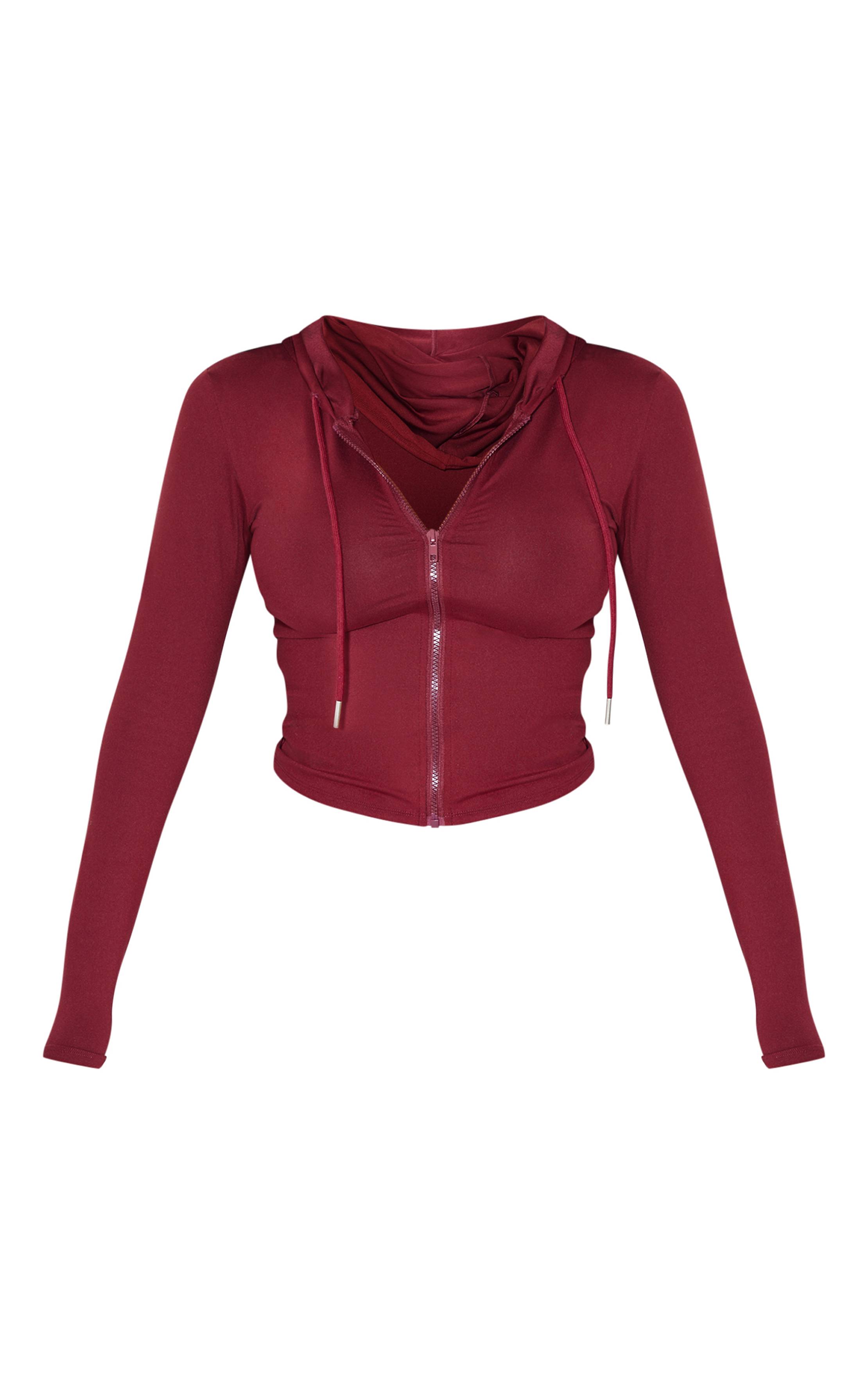 Rouge Bordeaux Sweat À Casynthétiqueche Zippé Sculpté Shape